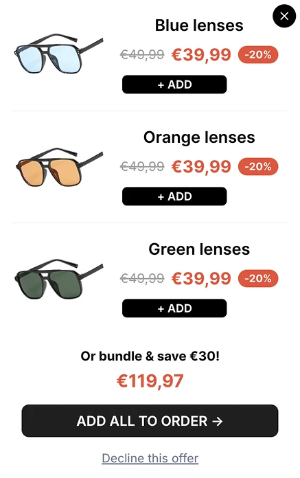 Multi-product popup template